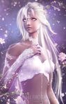  au&#039;ra breasts clothed clothing dragon fantasy female fina_fantasy_xiv flower hair horn jewelry midriff plant scales solo video_games white_hair 
