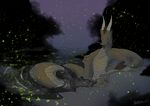  2016 anthro brown_hair detailed_background dragon eastern_dragon grey_skin hair horn outside penis solo velannal water 