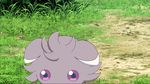  animated animated_gif espurr food pokemon pokemon_(anime) pokepuff purple_eyes solo 
