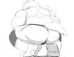  12beat13 anthro armor butt chernobog clothing crouching horn invalid_tag male simple_background tokyo_afterschool_summoners unconvincing_armor underwear white_background 