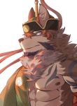  2019 abs anthro biceps canid canine canis clothed clothing digital_media_(artwork) facial_hair fur hi_res male mammal muscular muscular_male pecs sadonghao solo tattoo temujin tokyo_afterschool_summoners video_games wolf 