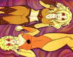  animal_humanoid cat_humanoid cheetara clothing duo feline female grungecandy humanoid looking_at_viewer lying mammal mature_female nipple_bulge on_back smile thundercats tight_clothing wide_hips 