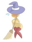  beige_skin bit-small blush breasts broom broom_hatter clothing female hat kirby_(series) legwear mostly_nude nintendo solo stockings sweat sweatdrop video_games white-background witch_hat 