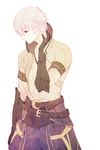  a082 arm_at_side belt brown_gloves elbow_gloves fire_emblem fire_emblem:_kakusei gloves hand_up looking_to_the_side male_focus male_my_unit_(fire_emblem:_kakusei) my_unit_(fire_emblem:_kakusei) simple_background solo standing white_background white_hair 
