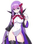  &gt;:) bb_(fate)_(all) bb_(fate/extra_ccc) bespectacled black_legwear boots breasts chan_co contrapposto covered_navel cowboy_shot fate/extra fate/extra_ccc fate_(series) glasses gloves hair_ribbon holding holding_wand jacket large_breasts leotard long_hair pointer purple_eyes purple_hair ribbon simple_background smile solo standing taut_leotard thigh_boots thighhighs v-shaped_eyebrows wand white_background white_gloves wide_sleeves 