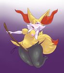  anthro areola blush braixen breasts female half-closed_eyes huwon kneeling looking_pleasured masturbation navel nintendo nipples nude open_mouth pok&eacute;mon pussy pussy_juice solo tongue tongue_out tuft video_games 