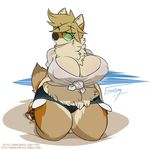  anthro big_breasts breasts canine clothed clothing eyewear female ficus glasses kneeling mammal nipple_bulge overweight solo 