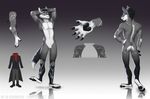  anthro canine fur gradient_background hair male mammal markings model_sheet nude paws richarddeus simple_background smile solo 