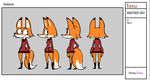  anaheron another_day anthro canine clothed clothing english_text enurubis faxu female fox fur mammal multiple_images simple_background smile standing text toony 