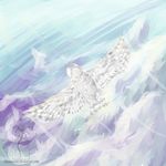  avian bird deanosaior digital_media_(artwork) feathered_wings feathers feral flying owl solo white_feathers wings 