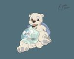  anthro balls bear blush cub cum jelly male mammal penis polakuma solo young 