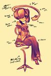  1girl bare_shoulders detached_collar detached_sleeves dress female hair_over_one_eye leviathan_(skullgirls) monster_girl side_ponytail skullgirls squigly_(skullgirls) stitched_mouth stitches striped striped_legwear striped_sleeves striped_socks translation_request zombie 