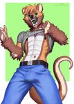  abs anthro drooling licking licking_lips looking_at_viewer male mammal mustelid nipple_piercing nipples otter piercing richarddeus saliva shirt_up solo tongue tongue_out 