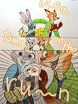  2017 anthro canine clothed clothing disney duo female fennec finnick fox fur judy_hopps lagomorph male mammal mortic_ox necktie nick_wilde police_uniform rabbit text uniform zootopia 