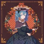  aqua_eyes aqua_hair bangs blush boater_hat bug butterfly butterfly_on_hand capelet commentary_request dress fen_renlei floral_background gem hat hatsune_miku insect jewelry looking_at_viewer necklace pearl_necklace puffy_sleeves ribbon side_ponytail skirt_hold sleeve_cuffs smile solo turtleneck twintails vocaloid 
