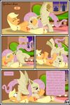  applejack_(mlp) bat_pony blonde_hair comic earth_pony equine fangs female feral flutterbat_(mlp) fluttershy_(mlp) friendship_is_magic green_eyes gutovi-kun hair horse mammal my_little_pony pegasus pink_hair pony red_eyes wings 