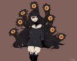  black_dress black_hair blush buck-satan cyclops dress extra_eyes gazer_(monster_girl_encyclopedia) gloves long_hair looking_at_viewer monster_girl monster_girl_encyclopedia one-eyed red_eyes smile solo tentacles white_skin yellow_sclera 