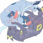  69 anus blue_eyes blue_hair cum furry glaceon licking pawpads penis pokemon precum red_eyes rimming saliva simple_background tail tears testicles tongue umbreon yaoi 
