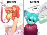  anthro arzy_parzy ball band-aid band-aid_on_face band-aid_on_nose bandage bandage_on_face bandage_on_nose bdsm big_ears blue_body blue_eyes blue_fur blue_hair breasts canid canine canis catnip clothed clothed_anthro clothed_male clothing collar comparison crop_top cute_fangs dialogue disembodied_hand domestic_cat domestic_dog drugs duo english_text eyes_closed eyewear fangs felid feline felis female floppy_ears freckled_face freckles frisbee frisbee_in_mouth fully_clothed fully_clothed_anthro fully_clothed_male fur glasses good_girl hair hi_res kuru_(kuru_tyan) leash leashed_collar male mammal orange_hair pajama_pants petplay roleplay round_glasses shirt tan_body tan_fur teeth tennis_ball text topwear 