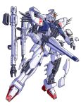  beam_rifle cable comiket_93 commentary_request earth_federation energy_gun f91_gundam green_eyes gundam gundam_f91 highres machinery mecha mecha_focus mobile_suit no_humans robot roundel s.shimizu science_fiction v-fin weapon white_background 