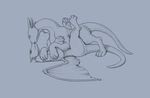 almar bush claws dragon duo eyes_closed female feral kissing lying male on_back simple_background sketch wings 
