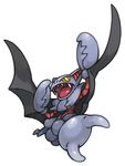  black_wings flying full_body gen_4_pokemon gliscor no_humans open_mouth pearl7 pincers pokemon pokemon_(creature) sharp_teeth simple_background solo stinger teeth tongue white_background wings yellow_eyes 