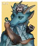  anthro breasts dragon eastern_dragon female feral ferret fur group hair horn mammal mikinyaro mustelid nude smile 