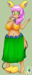  alolan_raichu basketgardevoir better_version_at_source big_breasts blush breasts clothing female green_eyes hair nintendo nipples pink_hair pok&eacute;mon regional_variant skirt solo video_games wide_hips 