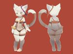  anthro blush clothed clothing feline female flat_chested fur kyuuri mammal skimpy solo standing wide_hips 