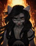  anthro breasts clothed clothing eyewear feline female glasses heterochromia looking_at_viewer mammal mikinyaro solo 