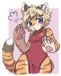  artist_request blonde_hair blue_eyes borrowed_character chinese_clothes fu-chan furry tiger 