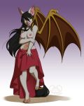  anthro breasts chiropteran clothed clothing collar female hair kittydee mammal microchiropteran nipples smile solo standing topless wide_hips wings 