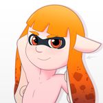  2017 blush cephalopod cute digital_media_(artwork) female flat_chested humanoid inkling looking_at_viewer marine nintendo not_furry nude pointy_ears simple_background smile solo splatoon squid tentacle_hair tentacles video_games young zekromlover 