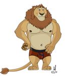  anthro bulge disney feline leodore_lionheart lion looking_at_viewer male mammal navel nipples rulion simple_background smile standing white_background zootopia 