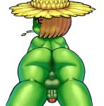  anthro anus backsack balls big_butt blonde_hair butt clothed clothing crossdressing first_person_view flaccid flora_fauna flower foreskin gardener girly green_skin hair hat huge_butt humanoid humanoid_penis lying male male_focus nude penis petals plant potfoot rear_view retracted_foreskin short_hair short_stack simple_background solo submissive_male sun_hat thick_thighs uncut wide_hips zeeman 
