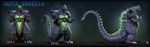  crest digiwip giant_monster godzilla godzilla_(series) green_skin kaijuu monster muscle no_humans purple_skin red_eyes super_godzilla toho_(film_company) tusks 