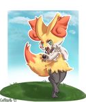  braixen cloud coffeefly grass nintendo pok&eacute;mon sky stick_shift video_games 