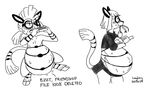  2017 anthro belly big_belly blush caprine creative_commons dialogue digital_media_(artwork) embarrassed english_text feline floraverse goat kid_neon line_art longlevy mammal monochrome multiple_scenes nude oral_vore pica scrapgoat simple_background sitting sketch solo solo_focus speech_bubble standing text tiger toony turf_tiger vore white_background 