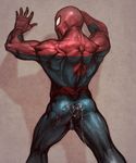  1boy against_wall ass bara cm male_focus rokudenashi solo_focus spider-man tagme yaoi 