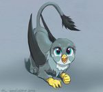  2017 avian beak blue_eyes el-yeguero eyelashes feathered_wings feathers female feral friendship_is_magic gabby_(mlp) grey_background grey_feathers gryphon looking_at_viewer my_little_pony simple_background solo wings 