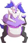  2017 alpha_channel anthro blush braixen diaper fur hi_res nintendo pok&eacute;mon purple_eyes purple_fur solo video_games weewizzylizzy 