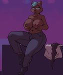  anthro blue_eyes bombshell_(nitw) breasts clothed clothing colored female night_in_the_woods nipple_piercing nipples piercing signirsol solo tattoo topless 