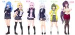  aqua_eyes aqua_hair blonde_hair blush bow breasts cu-no glasses green_eyes green_hair group hakurei_botan hisen_kaede kneehighs kohitsuji_ai kokonoe_tamaki long_hair nonono_futaba pantyhose pink_eyes pink_hair purple_eyes purple_hair rapua_qive seifuku short_hair skirt socks thighhighs tie white white_hair yayoi_sakura yellow_eyes zettai_ryouiki 