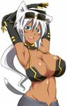  anime armpits breasts cleavage clothed clothing facial_markings gloves hair human looking_at_viewer mammal markings not_furry smile soloopen_mouth unknown_artist 