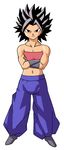 commentary_request crossed_arms dragon_ball dragon_ball_super for-somebody highres midriff muscle navel official_style pants spiked_hair strapless tubetop 