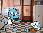  2015 abuse age_difference animated anthro bound cartoon_network cat dialogue digital_media_(artwork) duo excited feline female fourball gag gumball_watterson kitchen lying male mammal mother mother_and_son nicole_watterson on_back parent parody pose rick_and_morty scared shaking son standing the_amazing_world_of_gumball whiskers 