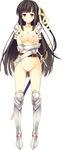  absurdres armor armored_boots ass_visible_through_thighs belt black_hair blush boots breasts collarbone grabbing_own_arm greaves hair_ribbon hand_on_hip highres koikishi_purely_kiss large_breasts long_hair looking_at_viewer loose_belt nipples no_pussy nude one_side_up red_eyes ribbon sheath sheathed shidou_mana simple_background solo sword weapon white_background yuuki_hagure 