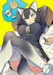  ahobaka animal_ears arms_behind_head bed_sheet between_legs black_hair black_jacket blazer blue_eyes breast_pocket breasts eyebrows eyebrows_visible_through_hair eyelashes from_below fur_collar fur_trim gradient_hair gradient_legwear grey_legwear grey_neckwear grey_skirt grey_wolf_(kemono_friends) hair_between_eyes hat hat_feather helmet heterochromia highres indoors jacket jpeg_artifacts kaban_(kemono_friends) kemono_friends knees_together_feet_apart large_breasts long_hair long_sleeves looking_up lucky_beast_(kemono_friends) lying multicolored multicolored_clothes multicolored_hair multicolored_legwear necktie no_nose notebook orange_eyes orange_hair pen pillow pith_helmet plaid plaid_neckwear plaid_skirt pleated_skirt pocket pov sanpaku serval_(kemono_friends) serval_ears shadow short_hair simple_background skirt smile solid_oval_eyes solo tail tail_between_legs tail_censor thighhighs thought_bubble tsurime twitter_username two-tone_hair two-tone_legwear wavy_hair white_footwear white_hair white_legwear wolf_ears wolf_tail yellow_background yellow_eyes zettai_ryouiki 