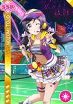  blush cap character_name green_eyes long_hair love_live!_school_idol_festival love_live!_school_idol_project low_twintails night purple_hair skirt smile sports tennis toujou_nozomi twintails wink 