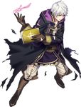  angry book cape fire_emblem fire_emblem:_kakusei fire_emblem_heroes fujiwara_ryo full_body gloves hood lowres male_focus male_my_unit_(fire_emblem:_kakusei) my_unit_(fire_emblem:_kakusei) official_art solo torn_clothes transparent_background white_hair yellow_eyes 